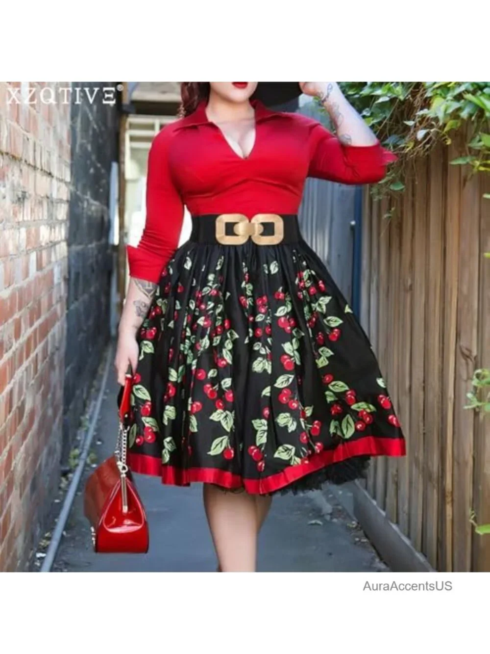 Wide Elastic Belt with Gold Buckle for Dresses